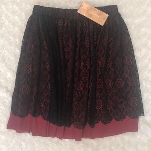 Black and maroon lace skirt